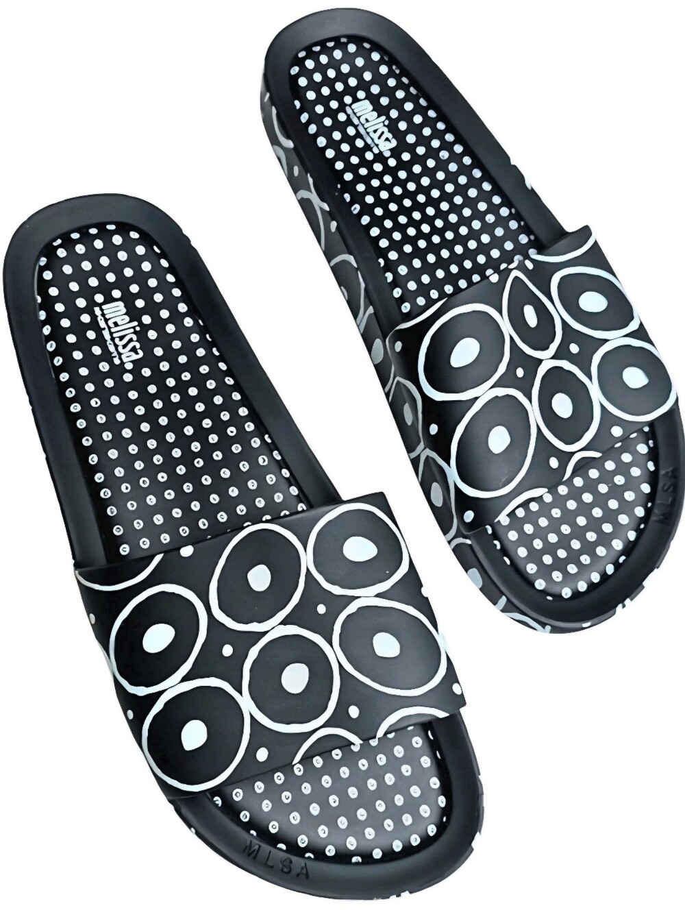 Melissa 10 Corso Como Slides Womens 12 Black Graphic Designer Sandals
